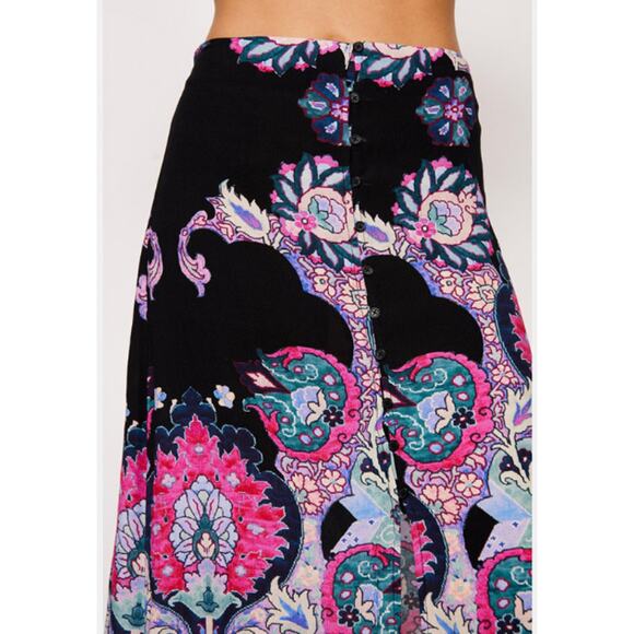 NEW! Nasty Gal Paisley Border Print Button Through Maxi Skirt 14 Navy Boho - Picture 2 of 10